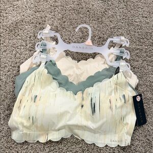 Danskin Scalloped wireless bras in Cream and Green